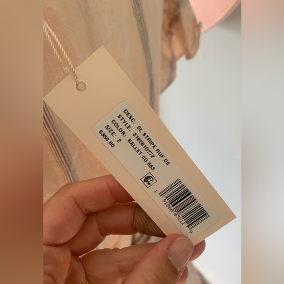 NWT $350 Rebecca Taylor stripe ruffled dress - Picture 7 of 7